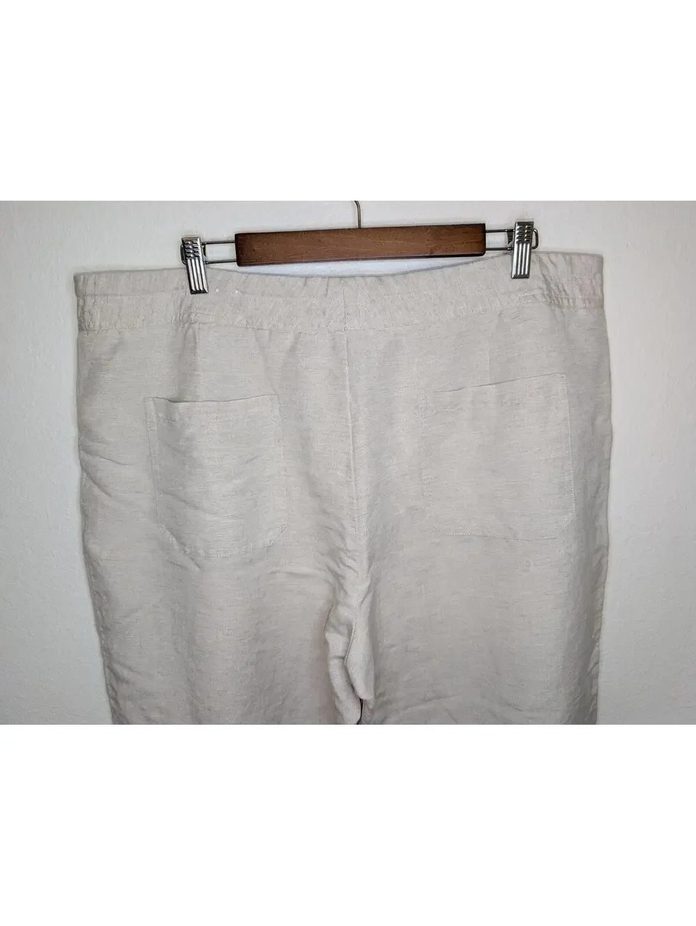 Coldwater Creek Womens Beige Linen Blend Pants Size 18 Relaxed Straight Leg - Picture 5 of 9